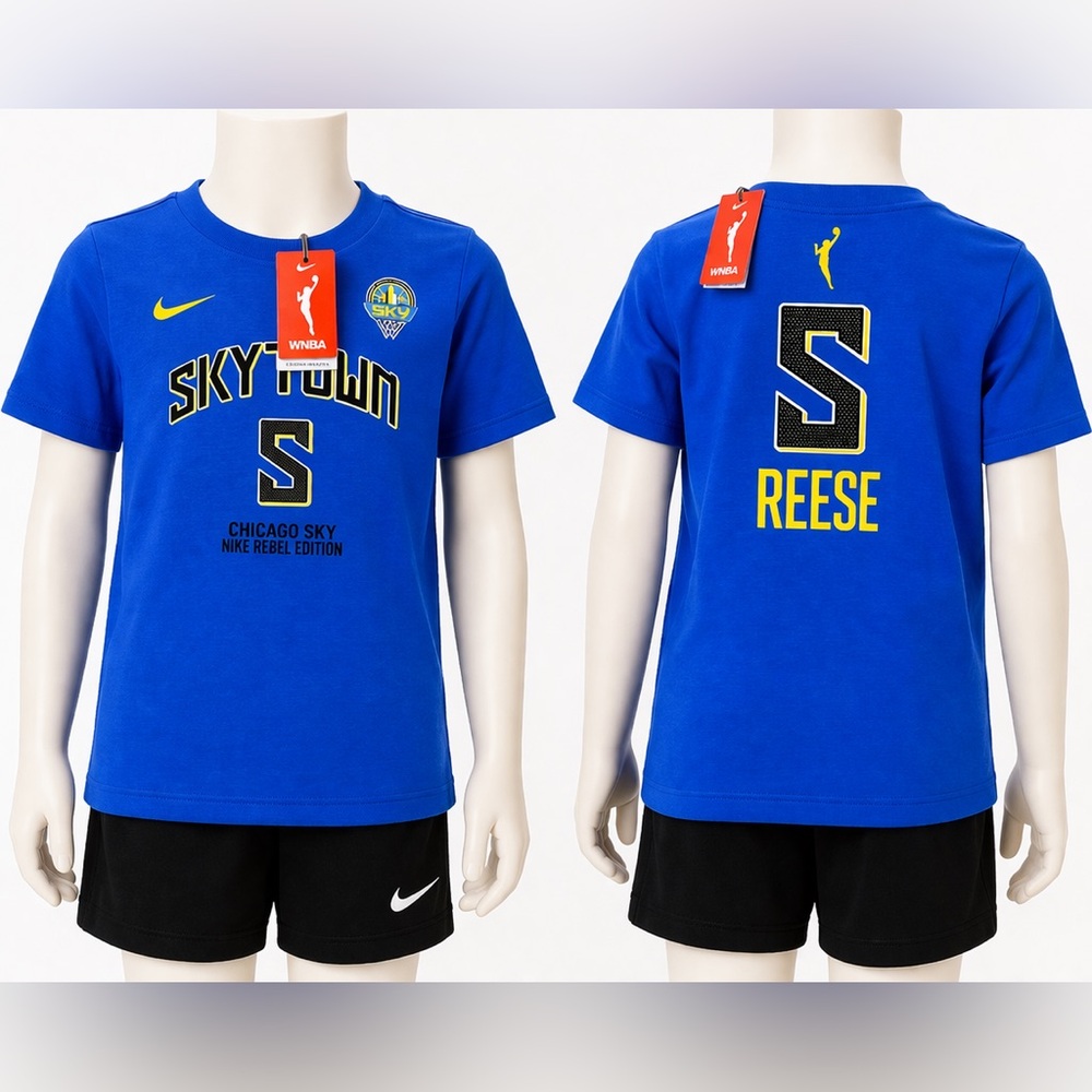 Nike WNBA Chicago Sky‎ Angel Reese #5 Youth Large Blue Rebel Tee NWT
